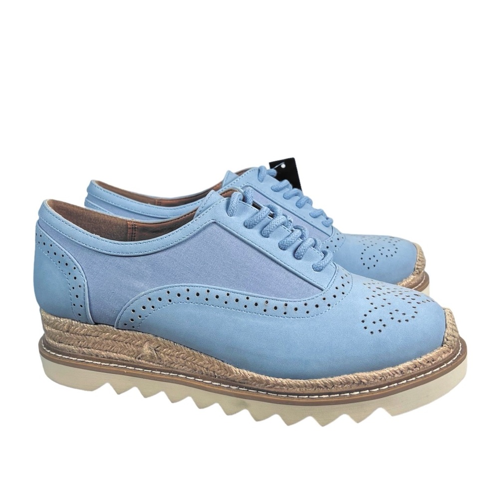 NWT Torrid Lace Up Oxford (WW) 9 Baby Blue Brogue Espardrille Platform